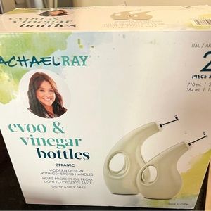 Rachael Ray EVOO + more Ceramic Modern Olive Oil and Vinegar Bottles 2 piece set